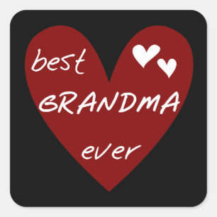 Red Heart Best Grandma Ever T-shirts Gifts Square Sticker