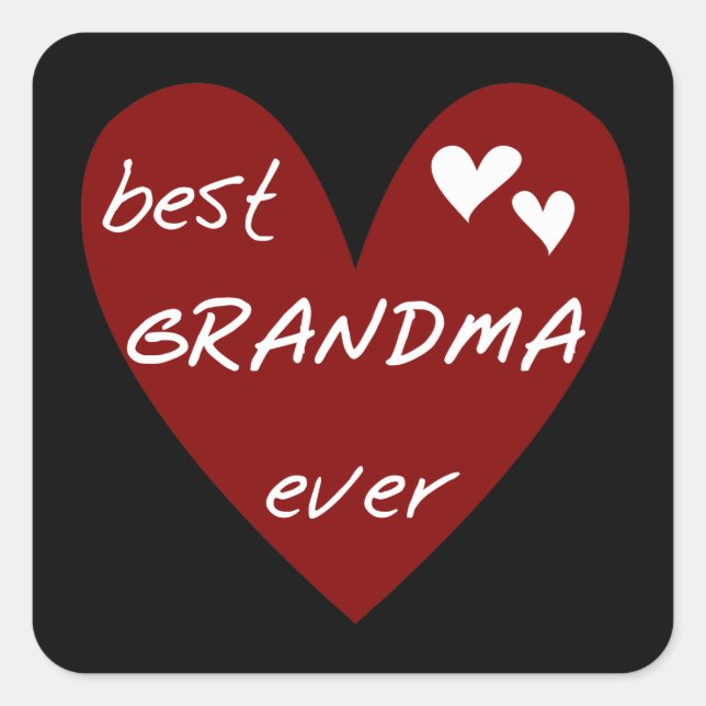 Red Heart Best Grandma Ever T-shirts Gifts Square Sticker (Front)