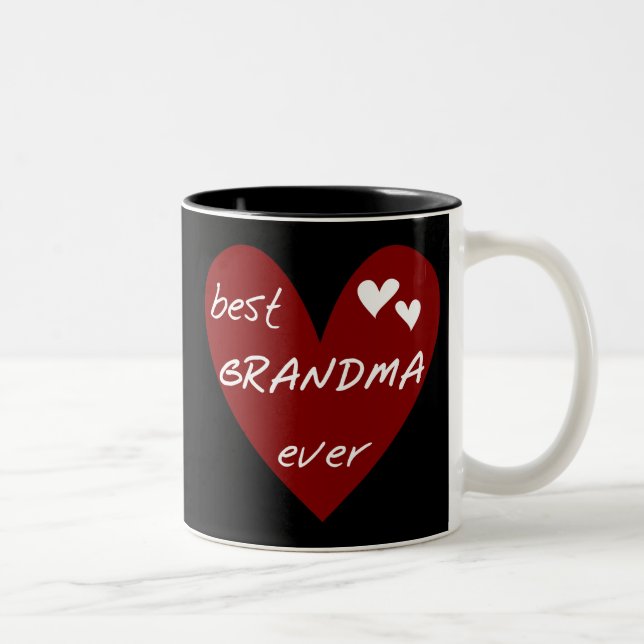 Red Heart Best Grandma Ever T-shirts Gifts Two-Tone Coffee Mug (Right)