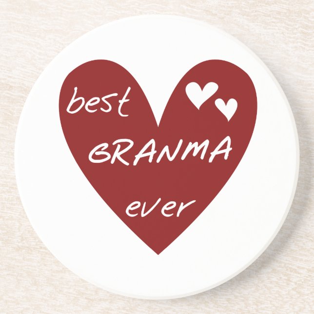 Red Heart Best Granma Ever T-shirts and Gifts Coaster (Front)