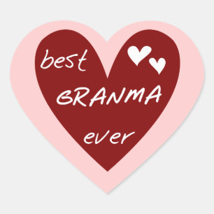 Red Heart Best Granma Ever T-shirts and Gifts Heart Sticker