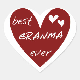 Red Heart Best Granma Ever T-shirts and Gifts Heart Sticker