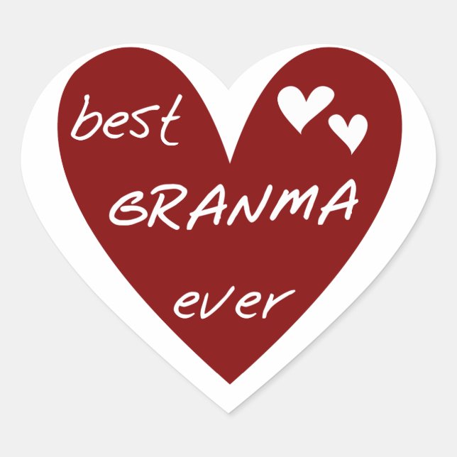 Red Heart Best Granma Ever T-shirts and Gifts Heart Sticker (Front)