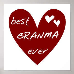 Red Heart Best Granma Ever T-shirts and Gifts Poster