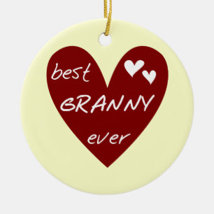 Red Heart Best Granny Ever Tshirts and Gifts Ceramic Ornament