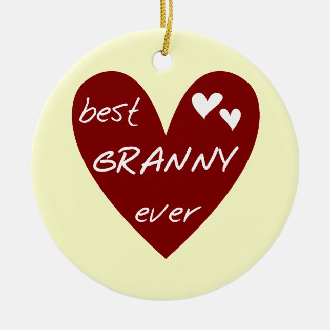 Red Heart Best Granny Ever Tshirts and Gifts Ceramic Ornament (Front)