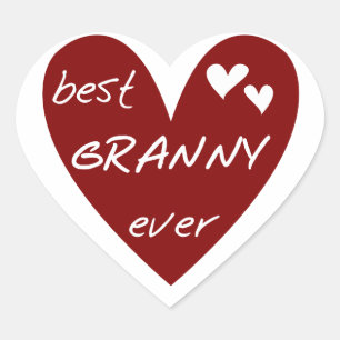 Red Heart Best Granny Ever Tshirts and Gifts Heart Sticker