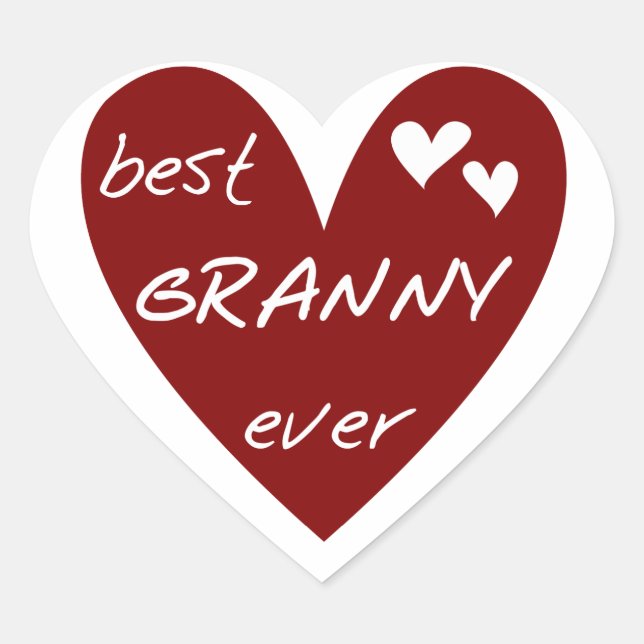 Red Heart Best Granny Ever Tshirts and Gifts Heart Sticker (Front)