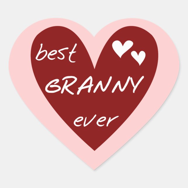 Red Heart Best Granny Ever Tshirts and Gifts Heart Sticker (Front)
