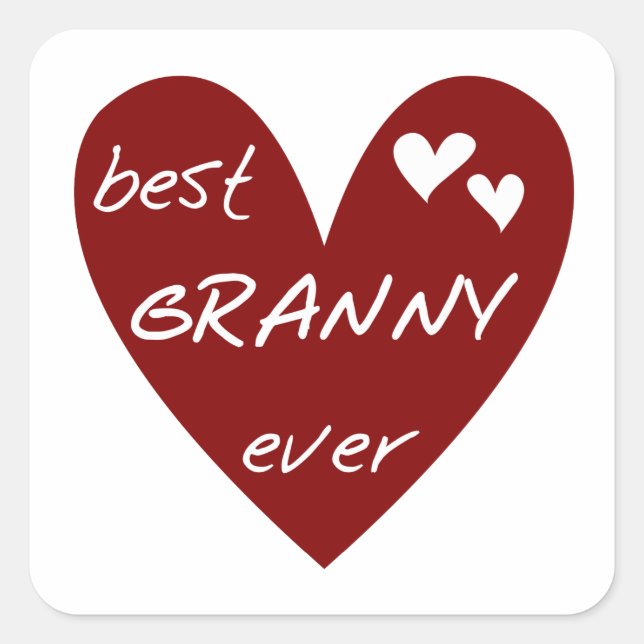 Red Heart Best Granny Ever Tshirts and Gifts Square Sticker (Front)