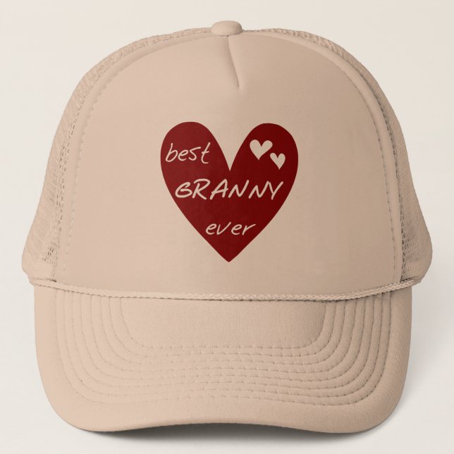 Red Heart Best Granny Ever Tshirts and Gifts Trucker Hat (Front)