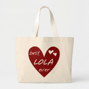 Red Heart Best Lola Ever T-shirts and Gifts Large Tote Bag