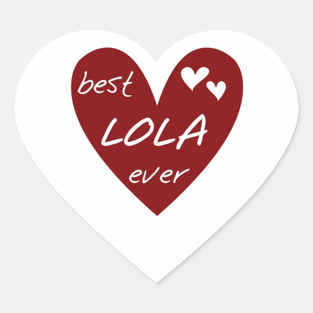 Red Heart Best Lola Ever T-shirts and Gifts Sticker (Front)