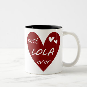 Red Heart Best Lola Ever T-shirts and Gifts Two-Tone Coffee Mug