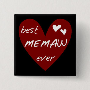 Red Heart Best Memaw Ever T-shirts and Gifts 15 Cm Square Badge