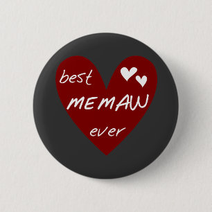 Red Heart Best Memaw Ever T-shirts and Gifts 6 Cm Round Badge