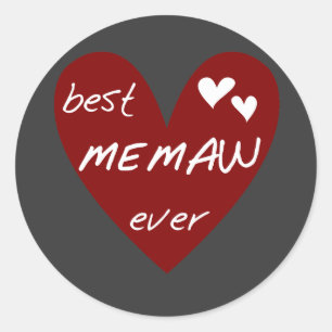 Red Heart Best Memaw Ever T-shirts and Gifts Classic Round Sticker