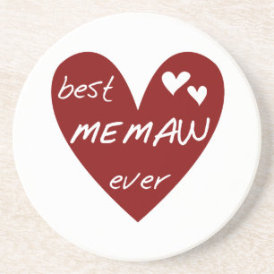 Red Heart Best Memaw Ever Tshirts and Gifts Coaster