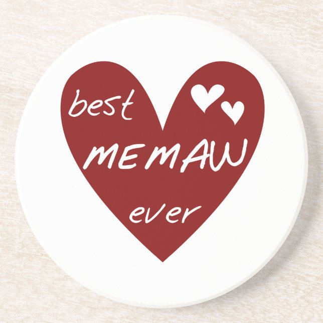 Red Heart Best Memaw Ever Tshirts and Gifts Coaster (Front)
