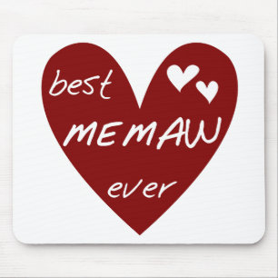 Red Heart Best Memaw Ever Tshirts and Gifts Mouse Pad