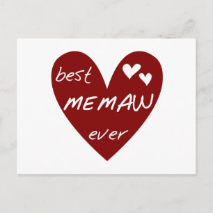 Red Heart Best Memaw Ever Tshirts and Gifts Postcard