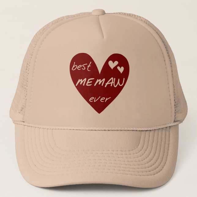 Red Heart Best Memaw Ever Tshirts and Gifts Trucker Hat (Front)
