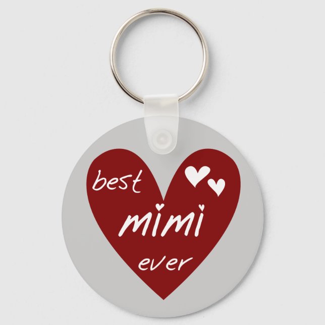 Red Heart Best Mimi Ever Tshirts and Gifts Key Ring (Front)