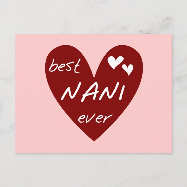 Red Heart Best Nani Ever T-shirts and GIfts Postcard (Front)
