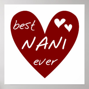 Red Heart Best Nani Ever T-shirts and GIfts Poster