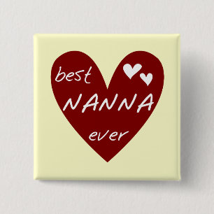 Red Heart Best Nanna Ever t-shirts and Gifts 15 Cm Square Badge