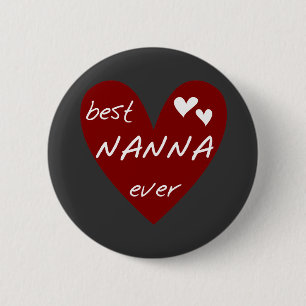Red Heart Best Nanna Ever t-shirts and Gifts 6 Cm Round Badge