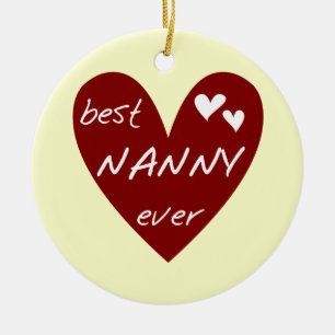 Red Heart Best Nanny Ever T-shirts and Gifts Ceramic Ornament
