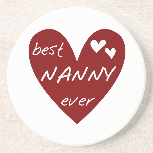 Red Heart Best Nanny Ever T-shirts and Gifts Coaster (Front)