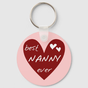 Red Heart Best Nanny Ever T-shirts and Gifts Key Ring