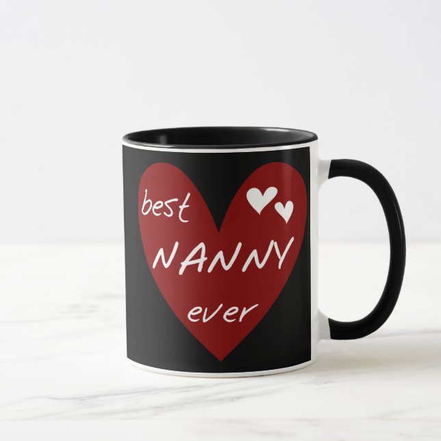 Red Heart Best Nanny Ever T-shirts and Gifts Mug (Right)