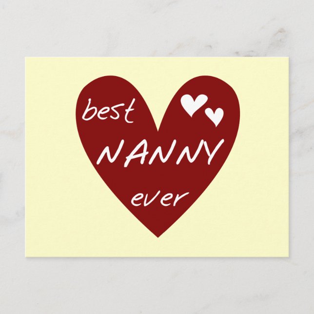 Red Heart Best Nanny Ever T-shirts and Gifts Postcard (Front)