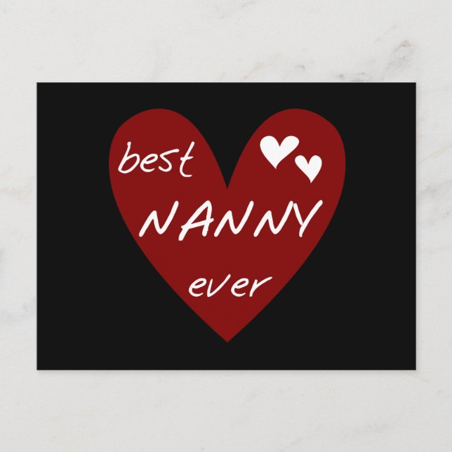 Red Heart Best Nanny Ever T-shirts and Gifts Postcard (Front)