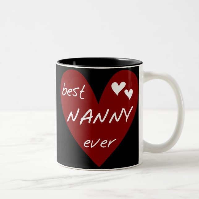 Red Heart Best Nanny Ever T-shirts and Gifts Two-Tone Coffee Mug (Right)