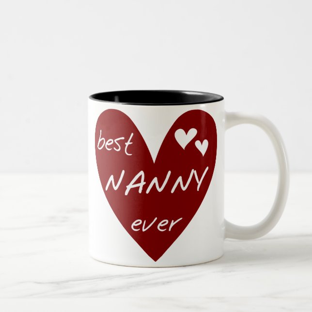 Red Heart Best Nanny Ever T-shirts and Gifts Two-Tone Coffee Mug (Right)