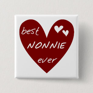 Red Heart Best Nonnie Ever T-shirts and Gifts 15 Cm Square Badge