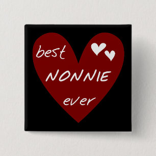 Red Heart Best Nonnie Ever T-shirts and Gifts 15 Cm Square Badge
