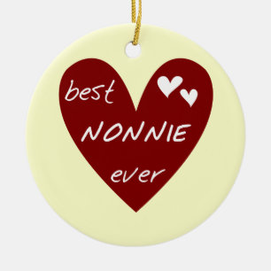 Red Heart Best Nonnie Ever T-shirts and Gifts Ceramic Tree Decoration