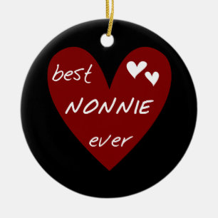 Red Heart Best Nonnie Ever T-shirts and Gifts Ceramic Tree Decoration
