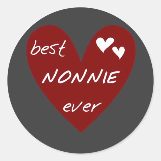 Red Heart Best Nonnie Ever T-shirts and Gifts Classic Round Sticker (Front)