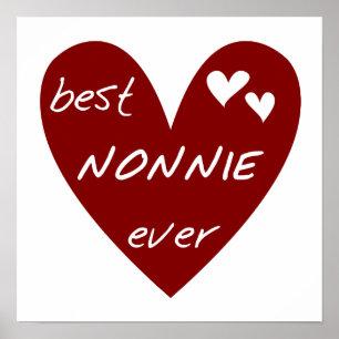 Red Heart Best Nonnie Ever T-shirts and Gifts Poster