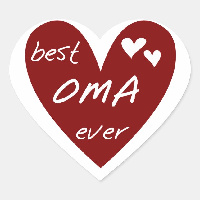 Red Heart Best Oma Ever T-shirts and Gifts Heart Sticker (Front)