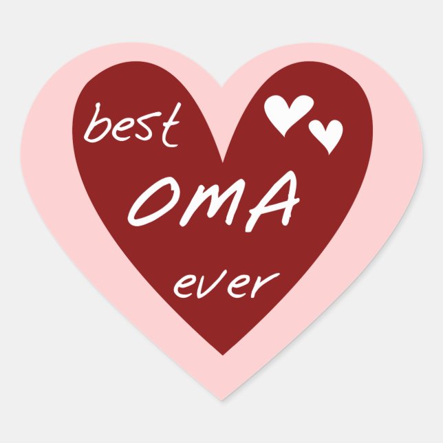 Red Heart Best Oma Ever T-shirts and Gifts Heart Sticker (Front)