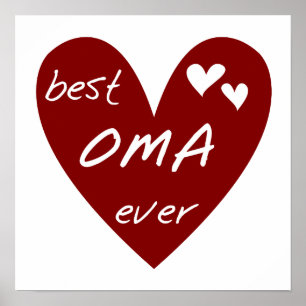 Red Heart Best Oma Ever T-shirts and Gifts Poster