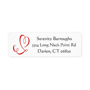 Red Heart Black and White Love Return Address Return Address Label