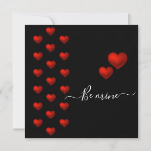 Red Heart Black Valentine Flat Greeting Card